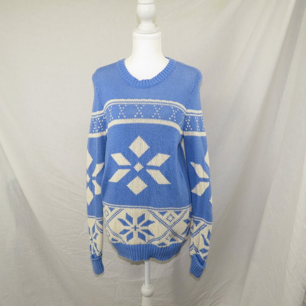 Vintage Cremieux Blue Fair Isle Cotton Sweater | Y2K Aesthetic | Size M